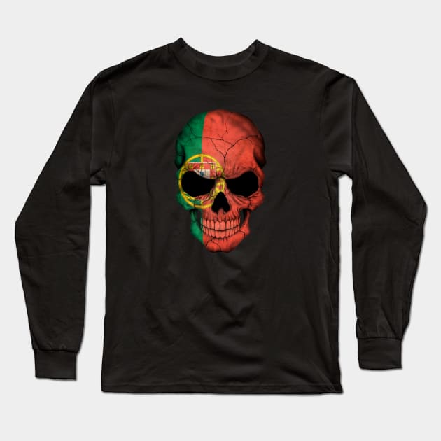 Portuguese Flag Skull Long Sleeve T-Shirt by jeffbartels